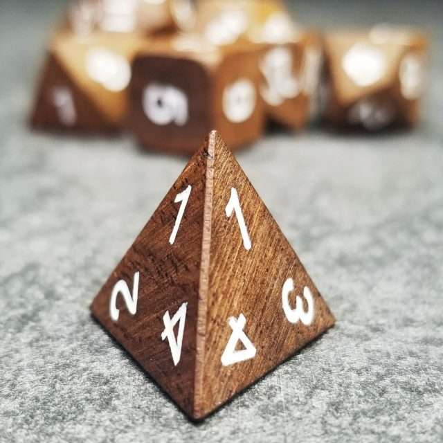 Sage’s Trees - Ebony Wood White Ink Oversized Polyhedral Dice Set - Sage's PortalWood Dice Set
