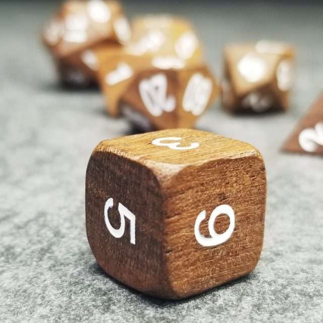 Sage’s Trees - Ebony Wood White Ink Oversized Polyhedral Dice Set - Sage's PortalWood Dice Set
