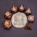 Sage's Trees - Purpleheart Wood Gold Ink Polyhedral Dice Set - Sage's PortalWood Dice Set