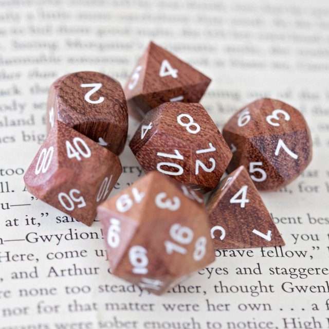 Sage’s Trees - Redwood Oversized White Ink Polyhedral Dice Set - Sage's PortalWood Dice Set