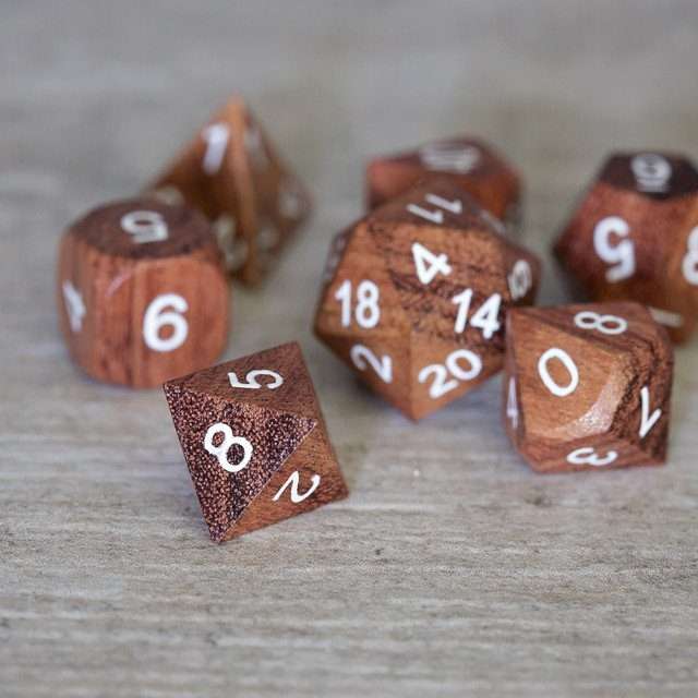 Sage’s Trees - Redwood Oversized White Ink Polyhedral Dice Set - Sage's PortalWood Dice Set