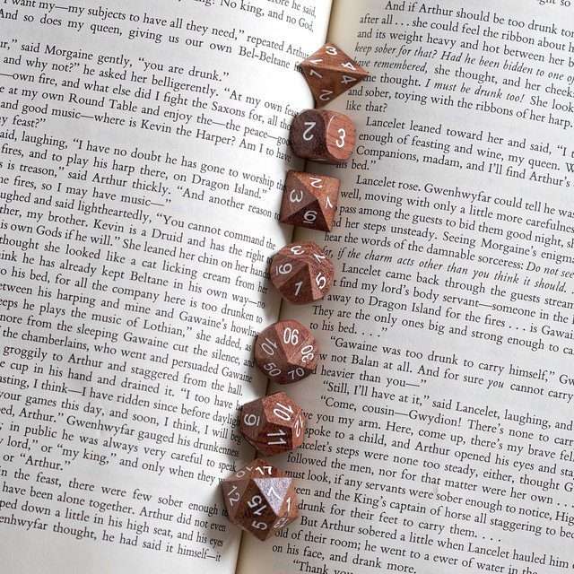 Sage’s Trees - Redwood Oversized White Ink Polyhedral Dice Set - Sage's PortalWood Dice Set