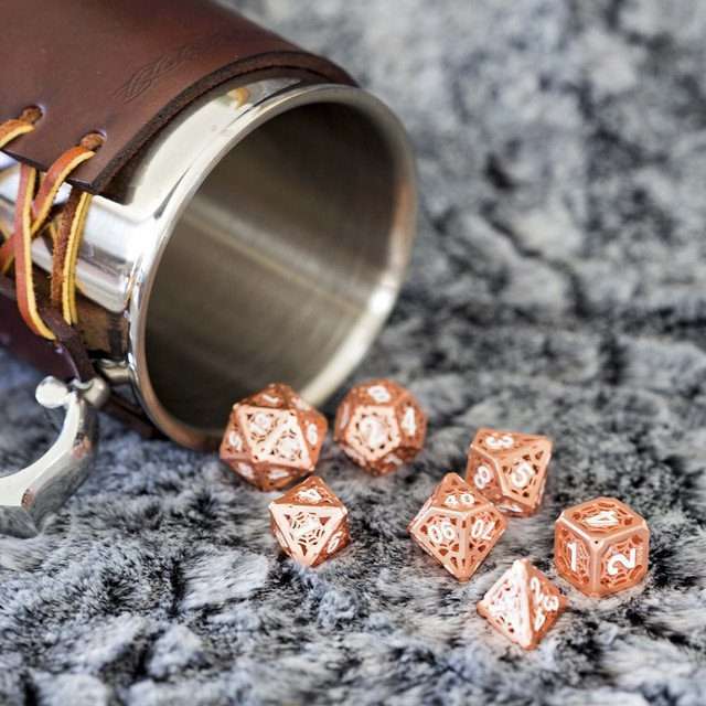 Sage’s Trees - Redwood Oversized White Ink Polyhedral Dice Set - Sage's PortalWood Dice Set