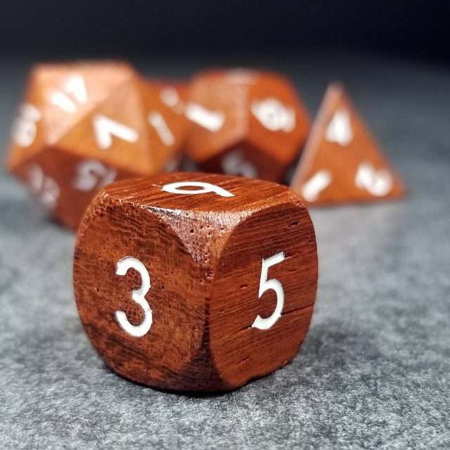 Sage’s Trees - Redwood Oversized White Ink Polyhedral Dice Set - Sage's PortalWood Dice Set
