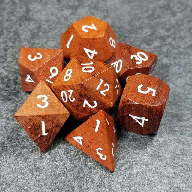 Sage’s Trees - Redwood Oversized White Ink Polyhedral Dice Set - Sage's PortalWood Dice Set
