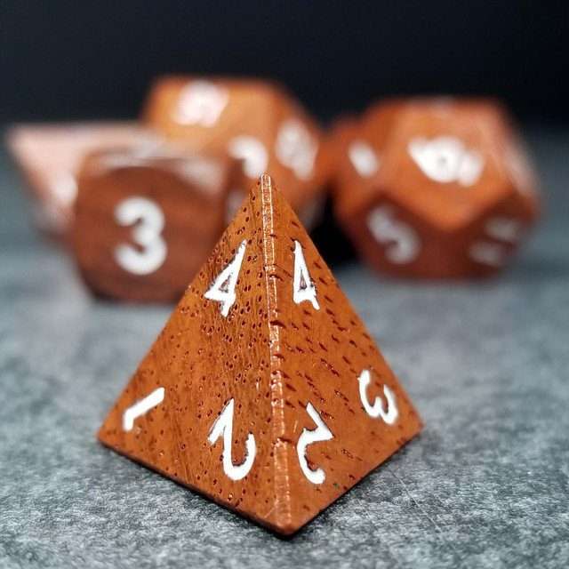 Sage’s Trees - Redwood Oversized White Ink Polyhedral Dice Set - Sage's PortalWood Dice Set