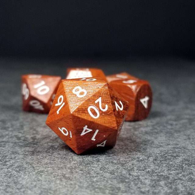 Sage’s Trees - Redwood Oversized White Ink Polyhedral Dice Set - Sage's PortalWood Dice Set