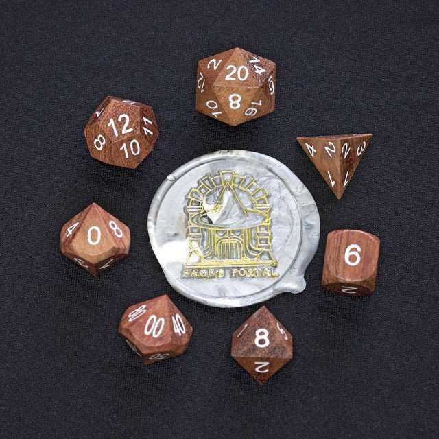 Sage’s Trees - Redwood Oversized White Ink Polyhedral Dice Set - Sage's PortalWood Dice Set