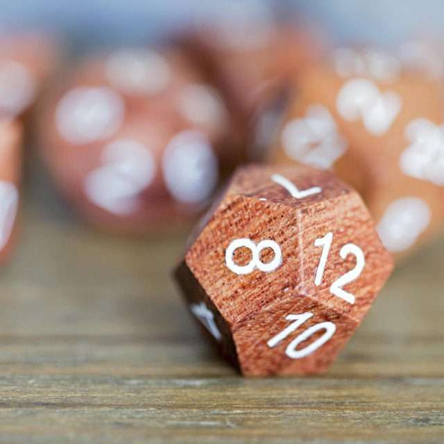 Sage’s Trees - Redwood Oversized White Ink Polyhedral Dice Set - Sage's PortalWood Dice Set
