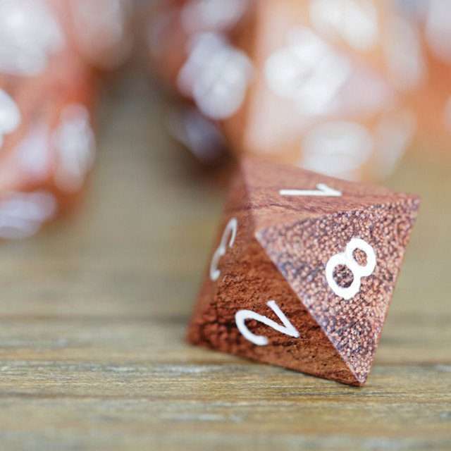 Sage’s Trees - Redwood Oversized White Ink Polyhedral Dice Set - Sage's PortalWood Dice Set