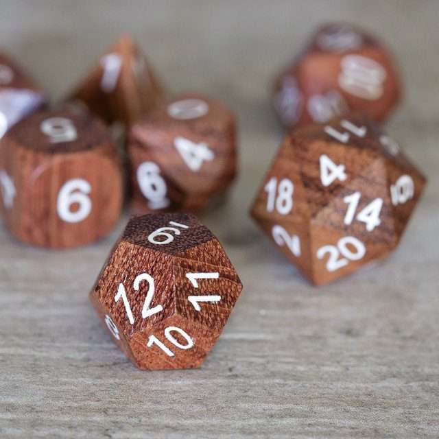 Sage’s Trees - Redwood Oversized White Ink Polyhedral Dice Set - Sage's PortalWood Dice Set