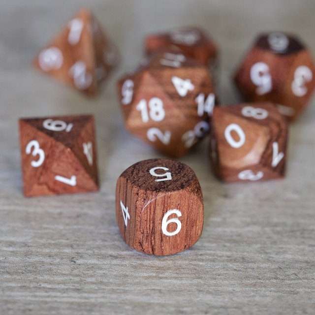 Sage’s Trees - Redwood Oversized White Ink Polyhedral Dice Set - Sage's PortalWood Dice Set