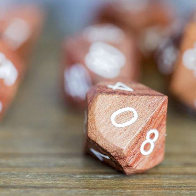Sage’s Trees - Redwood Oversized White Ink Polyhedral Dice Set - Sage's PortalWood Dice Set