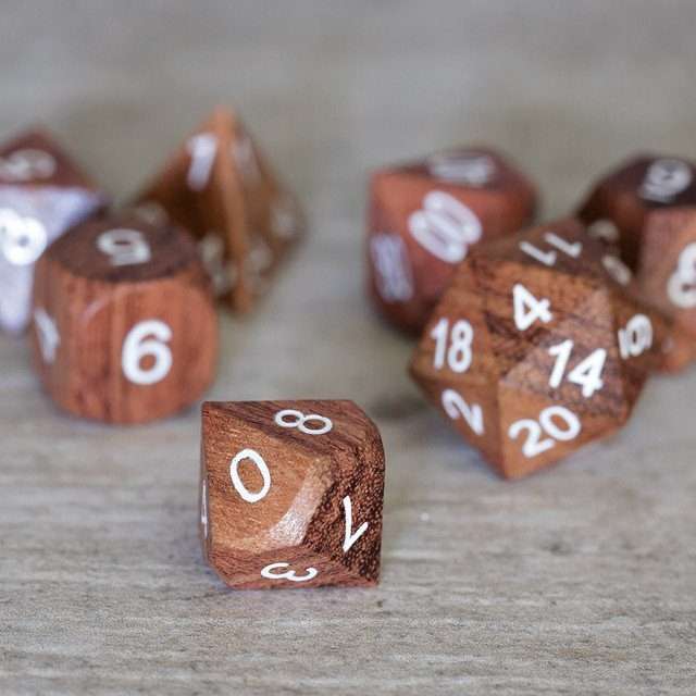 Sage’s Trees - Redwood Oversized White Ink Polyhedral Dice Set - Sage's PortalWood Dice Set