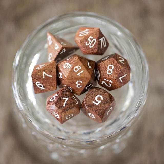 Sage’s Trees - Redwood Oversized White Ink Polyhedral Dice Set - Sage's PortalWood Dice Set