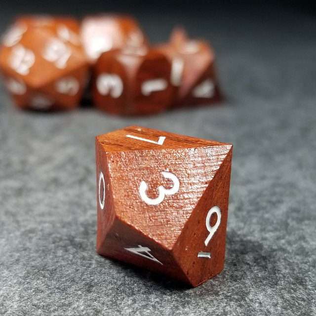 Sage’s Trees - Redwood Oversized White Ink Polyhedral Dice Set - Sage's PortalWood Dice Set