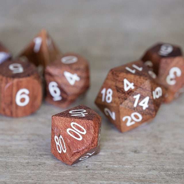 Sage’s Trees - Redwood Oversized White Ink Polyhedral Dice Set - Sage's PortalWood Dice Set