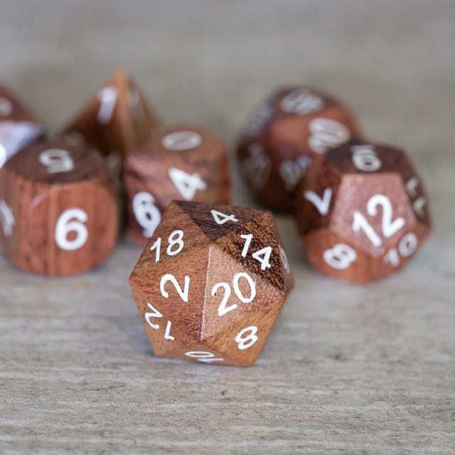 Sage’s Trees - Redwood Oversized White Ink Polyhedral Dice Set - Sage's PortalWood Dice Set