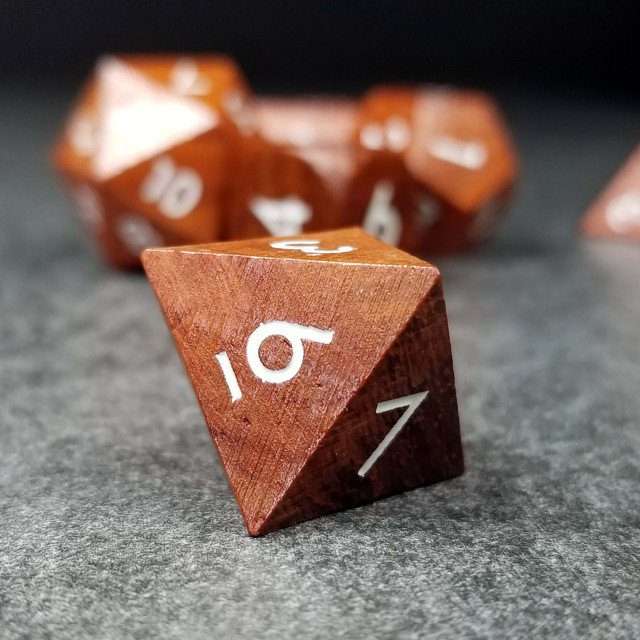Sage’s Trees - Redwood Oversized White Ink Polyhedral Dice Set - Sage's PortalWood Dice Set