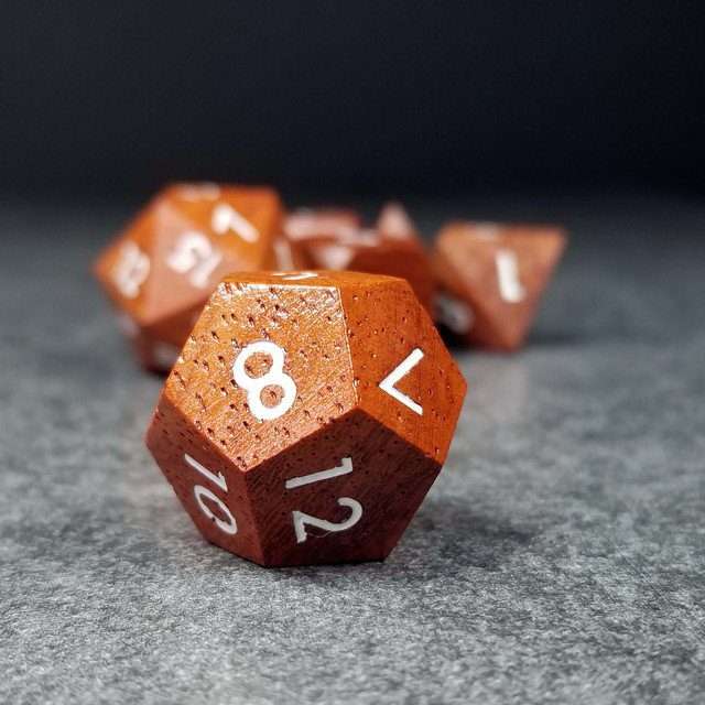 Sage’s Trees - Redwood Oversized White Ink Polyhedral Dice Set - Sage's PortalWood Dice Set