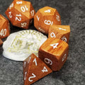 Sage’s Trees - Rose Wood Oversized White Ink Polyhedral Dice Set - Sage's PortalWood Dice Set