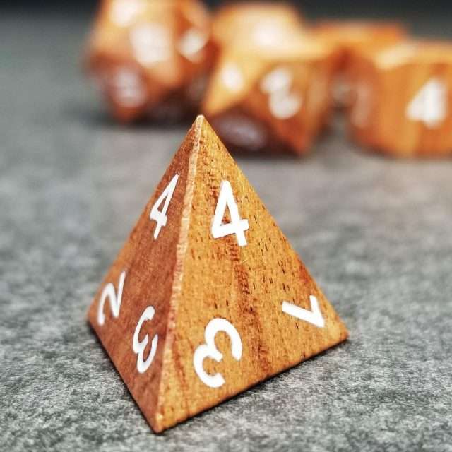 Sage’s Trees - Rose Wood Oversized White Ink Polyhedral Dice Set - Sage's PortalWood Dice Set