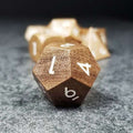 Sage’s Trees - Walnut Wood Oversized White Ink Polyhedral Dice Set - Sage's PortalWood Dice Set