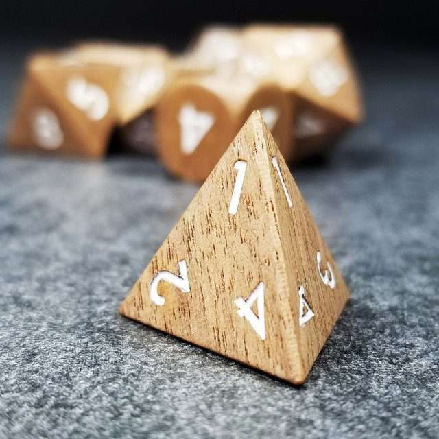 Sage’s Trees - Walnut Wood Oversized White Ink Polyhedral Dice Set - Sage's PortalWood Dice Set