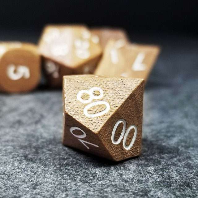 Sage’s Trees - Walnut Wood Oversized White Ink Polyhedral Dice Set - Sage's PortalWood Dice Set