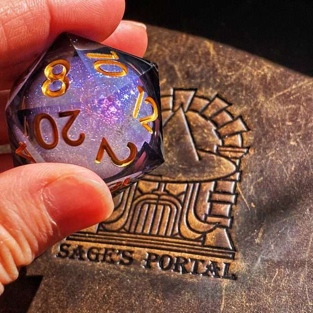 Sage's Twilight Souls - 33mm Liquid-Core D20 Sharp Edge Resin Dice - Sage's PortalLiquid Core Dice Set