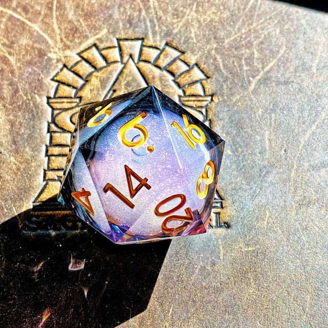 Sage's Twilight Souls - 33mm Liquid-Core D20 Sharp Edge Resin Dice - Sage's PortalLiquid Core Dice Set