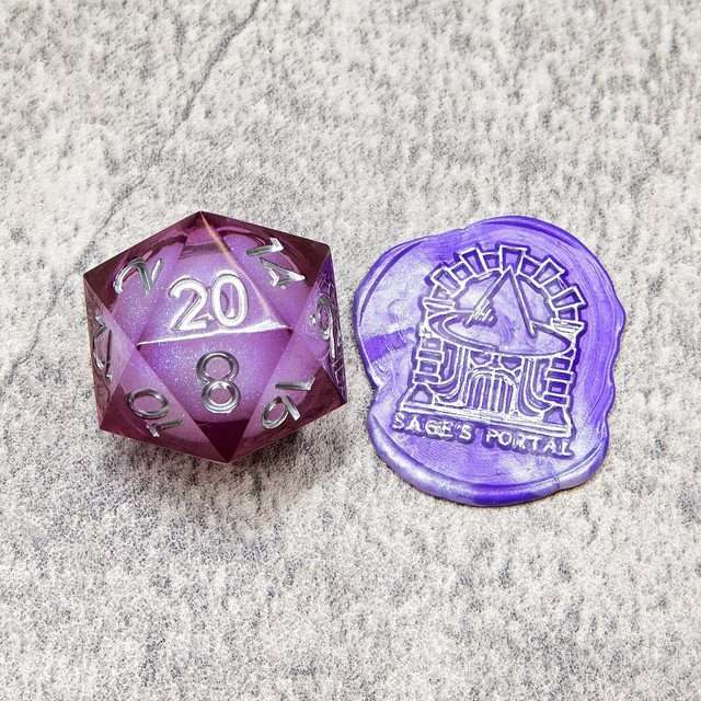 Sage's Vesper Souls - 33mm Liquid-Core D20 Sharp Edge Resin Dice - Sage's PortalLiquid Core Dice Set