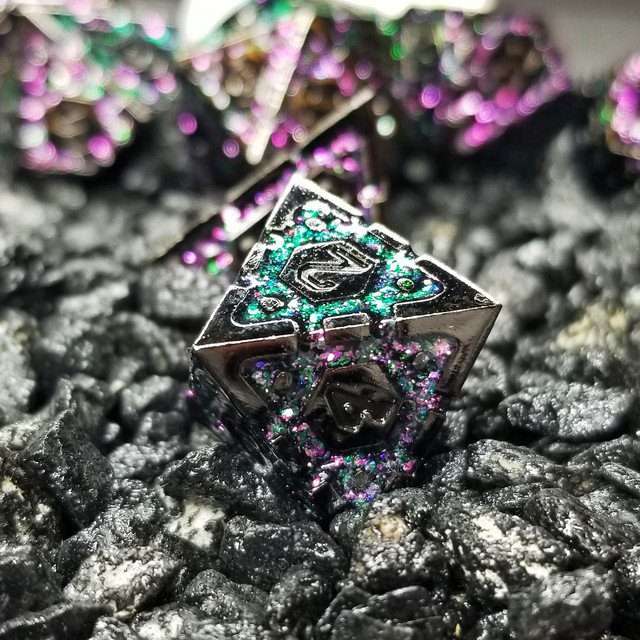 Sage's Warp Armor Metal Polyhedral Dice Set - Sage's PortalMetal Dice Set