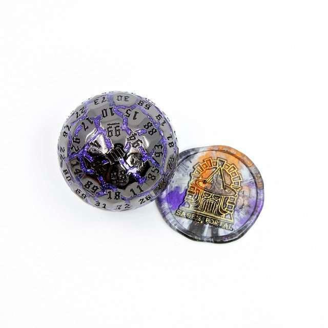 Sage’s Warp Stones Antique Silver Supernova d100 Metal Dice - Sage's PortalMetal Dice Set