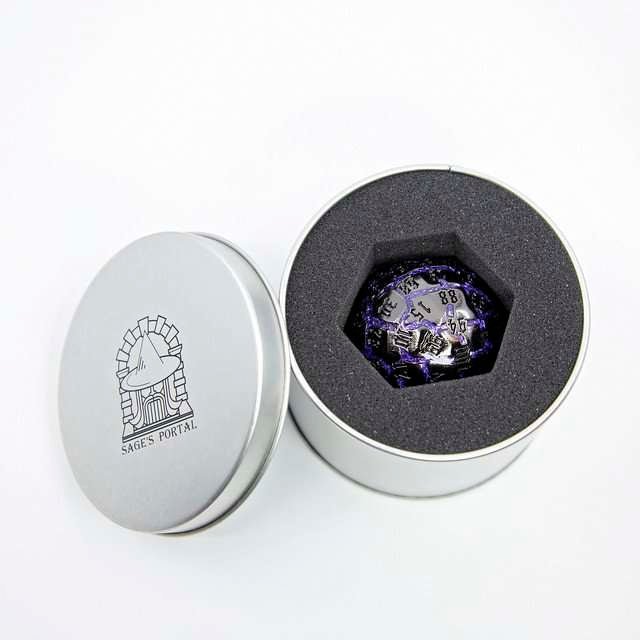 Sage’s Warp Stones Antique Silver Supernova d100 Metal Dice - Sage's PortalMetal Dice Set