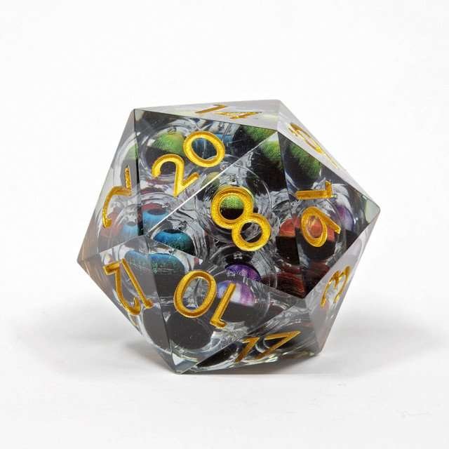 Sage's Watchful Eyes Liquid Core Sharp Edge Resin 33mm D20  - Sage's PortalLiquid Core Dice Set