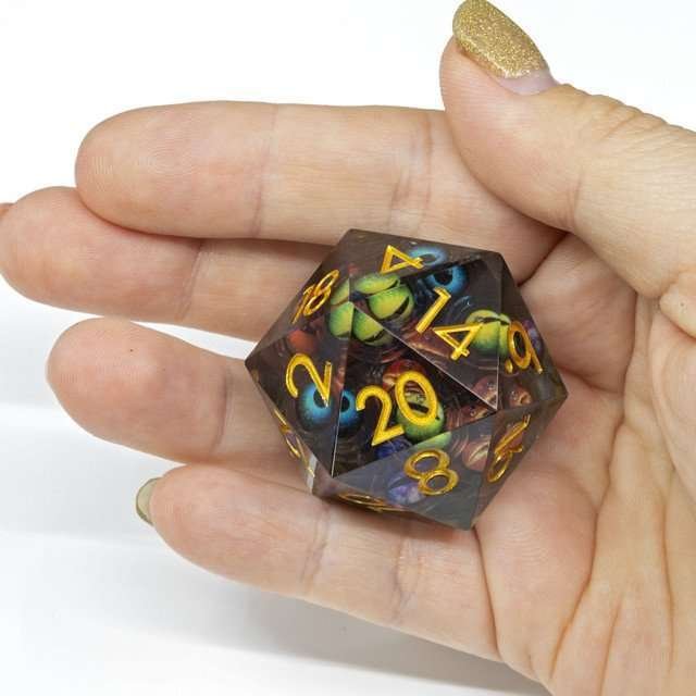 Sage's Watchful Eyes Liquid Core Sharp Edge Resin 33mm D20  - Sage's PortalLiquid Core Dice Set