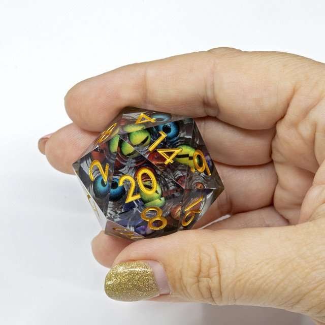Sage's Watchful Eyes Liquid Core Sharp Edge Resin 33mm D20  - Sage's PortalLiquid Core Dice Set