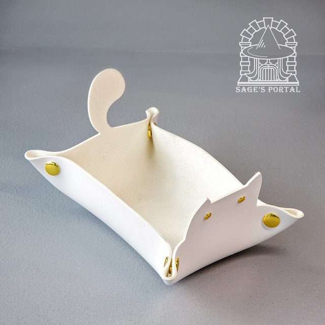 Sage's White Enchanted Cat Dice Tray - Sage's PortalDice Tray