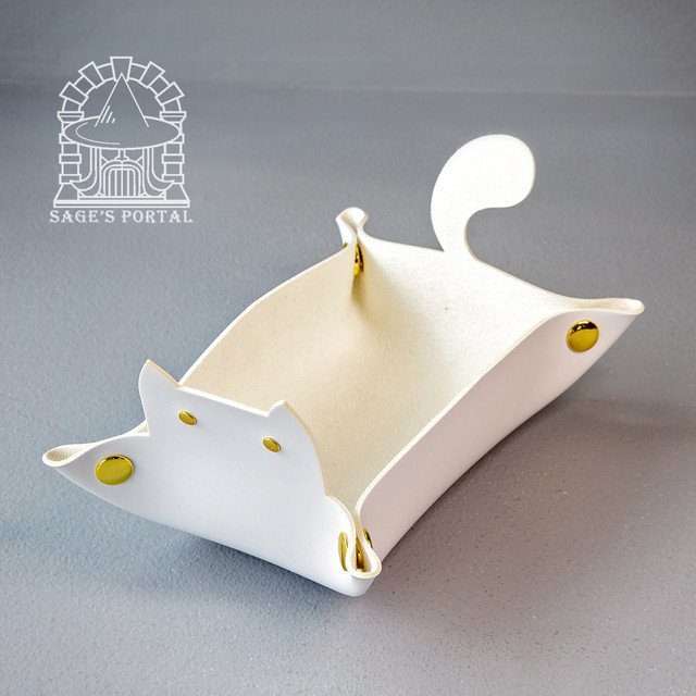 Sage's White Enchanted Cat Dice Tray - Sage's PortalDice Tray