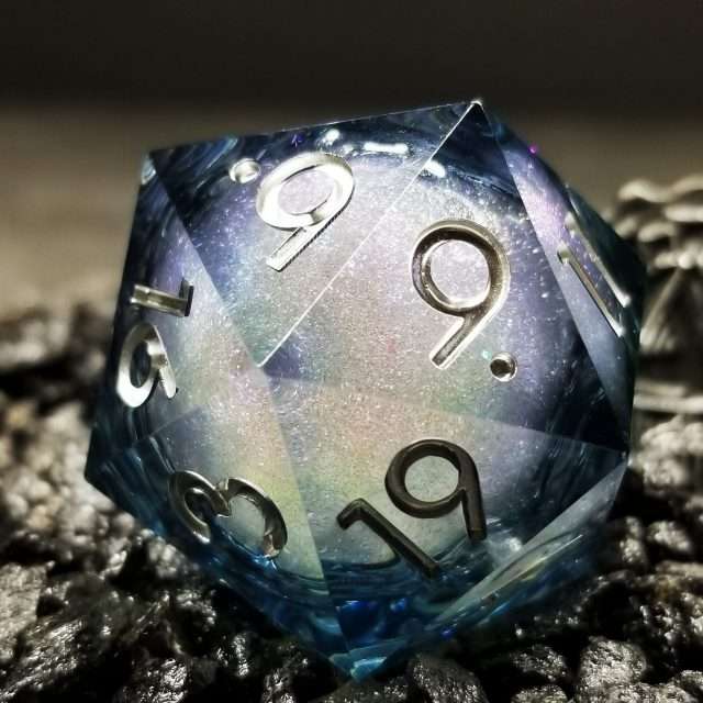 Sage's Winter Souls - 33mm Liquid-Core D20 Sharp Edge Resin Dice - Sage's PortalLiquid Core Dice Set