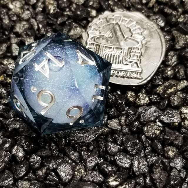 Sage's Winter Souls - 33mm Liquid-Core D20 Sharp Edge Resin Dice - Sage's PortalLiquid Core Dice Set