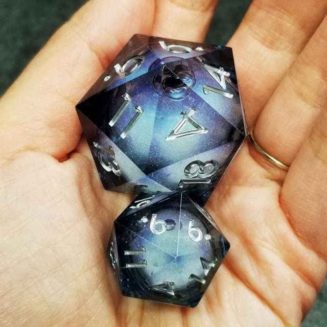Sage's Winter Souls - 33mm Liquid-Core D20 Sharp Edge Resin Dice - Sage's PortalLiquid Core Dice Set