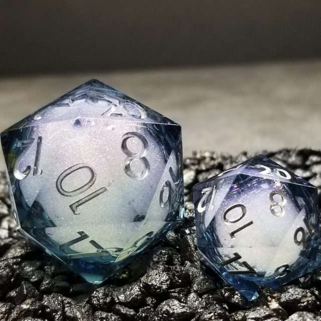 Sage's Winter Souls - 33mm Liquid-Core D20 Sharp Edge Resin Dice - Sage's PortalLiquid Core Dice Set