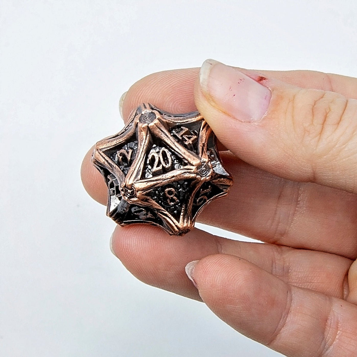 Tree Branch Metal DND Dice Set | Sage’s Petrified Groves Elderwood | Antique Copper Wood Themed Druid Dice - Sage's PortalMetal Dice Set